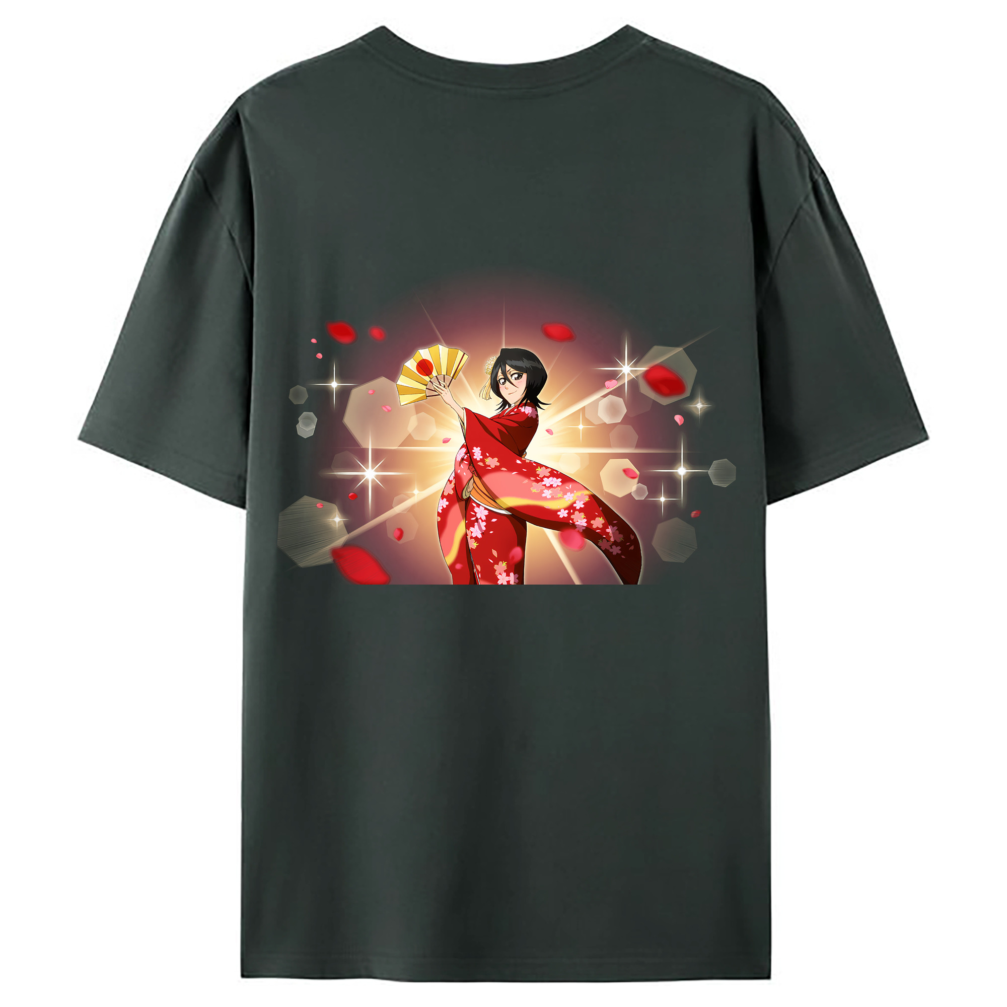（画像用） ブリーチ 朽木ルキア BLEACH Kuchiki Rukia 綿100％ メンズ半袖Tシャツ（バックプリント） 通気性